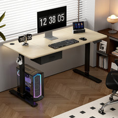 Electric Standing Desk, Sit Stand Table, Height Adjustable Electric Standing Computer Desk with USB Charging Port and Desk Drawer for Home Office