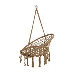 Courtyard Woven Hanging Basket, Hanging Cotton Rope Iron Ring Hanging Chair, Balcony Rocking Chair, Suitable for Indoor, Outdoor, Home, Balcony, Courtyard, Garden, Maximum Load Capacity: 200kg, Material: Iron Ring, Cotton Rope (No Include Cushion)