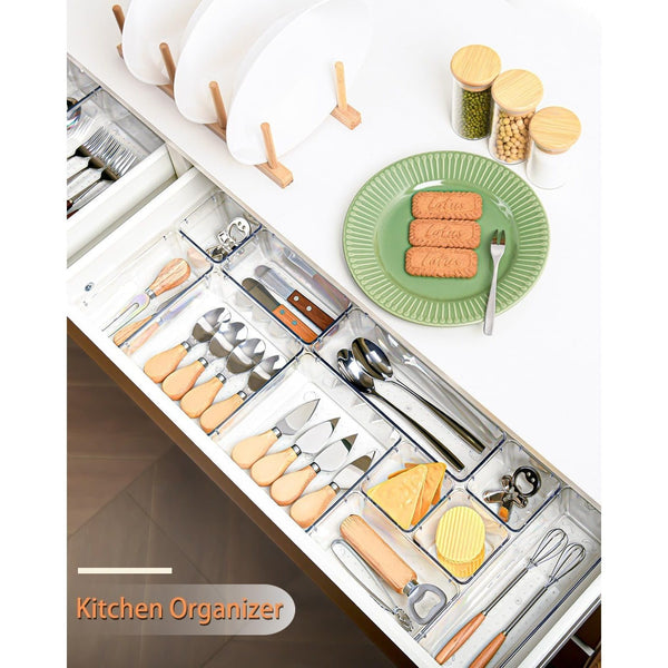 24pcs Plastic Draw Organiser Set – Desk, Fridge & Makeup Storage Divider Trays UK