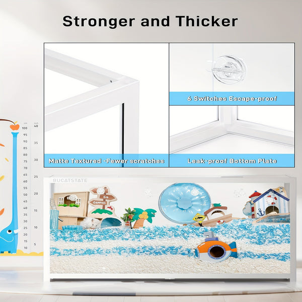 (Free 20L Random Color Paper Bedding)BUCATSTATE 120cm Hamster Cage 3.0 : Spacious Stackable Metal Cage For Dwarf And Syrian Hamsters, Gerbils, And Mice-Easy Top Access And Quick Assembly