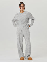 Women'S Minimalist Round Neck Loose Top And Exposed Stitch Trousers Co-Ord, Soft Womenswear