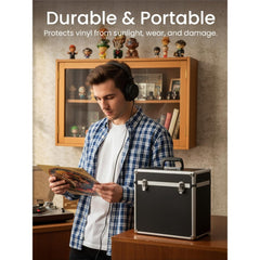 Vinyl Record Storage 12, LP Case Album Collection DJ Carry Storage Cases Lockable Box LP Case Vinyl Record Storage Carry Box Holds up to 50pcs Albums Record Collection Chest