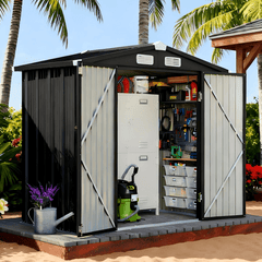 6x4 FT Metal Storage Shed - Heavy Duty Outdoor Utility Shed With Lockable Door, Weather-Resistant for Garden, Backyard, Patio - Easy Assembly & Modern Design 179cm W X 115cm D X 195cm H
