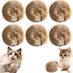 Rabbit Fur Ball Cat Toy Soft Fluffy Pom Pom Kitten Toy Balls for Chewing Playing