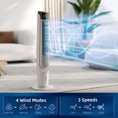Ice Cooling Tower Fan, Water Conditioner Evaporative Air Cooler Unit with 4 Modes, 3 Speed, Remote Control, Timer, Oscillating for Home Bedroom, Black