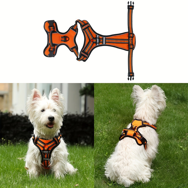 Non-Tension Pet Carrier with 2 Leash Clips Adjustable Padded Dog Vest Reflective Non-Choking Pet Oxford Vest with Easy to Control Handle for Small Medium And Large Dogs