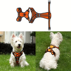 Non-Tension Pet Carrier with 2 Leash Clips Adjustable Padded Dog Vest Reflective Non-Choking Pet Oxford Vest with Easy to Control Handle for Small Medium And Large Dogs