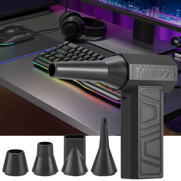 Compressed Air Dust Collector, 120W High-power Violent Fan, Built-in 2400mAh Battery Rechargeable Air Blower, with 140, 000 Rpm High-speed Turbine Fan, with 3 Speed Settings, Handheld Hair Dryer, Suitable for Computer Keyboards, Cars, Homes.