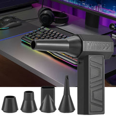 Compressed Air Dust Collector, 120W High-power Violent Fan, Built-in 2400mAh Battery Rechargeable Air Blower, with 140, 000 Rpm High-speed Turbine Fan, with 3 Speed Settings, Handheld Hair Dryer, Suitable for Computer Keyboards, Cars, Homes.