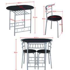 Costoffs 3pcs Dining Table Set with Space Saving Table and 2 Chairs, Modern Kitchen Table Set with Steel Legs and Storage Rack for Kitchens/Balconies/Bedrooms/Apartments/Cafés, Natural/Drift Brown/White
