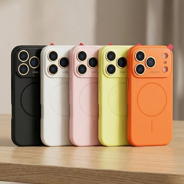 Luxury Orange HD Transparent Magnetic Wireless Charging Phone Case Compatible With IPhone 17 Pro Max Air 16 15 14 13 12 11 Pro Max 17 Pro Cases Shockproof Soft Frame Hard Back Cover