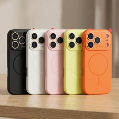 Luxury Orange HD Transparent Magnetic Wireless Charging Phone Case Compatible With IPhone 17 Pro Max Air 16 15 14 13 12 11 Pro Max 17 Pro Cases Shockproof Soft Frame Hard Back Cover