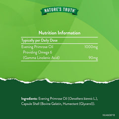 Evening Primrose Oil 1000Mg | 120 Softgel Capsules | High Strength Omega 6 and GLA | Cold-Pressed | Natures Truth