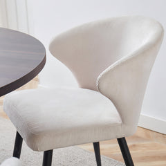 Set of 2 or 4 Corduroy Upholstered Dining Chairs - Modern Padded Seats with Black Metal Legs, Scandinavian Rustic Chairs Suitable for Kitchen, Restaurant, Cafe - - Fabric &