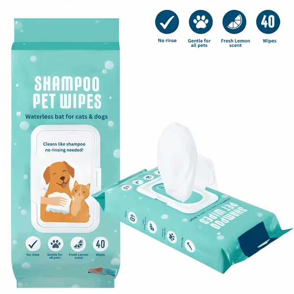 Pet Shampoo Wipes 40pcs Pet Wipes For Dogs And Cats Gentle Cleaning Deodorising No Rinse Disposable Grooming Wipes For Home Travel And Outdoor Use