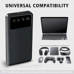20000/10000mAh Large Capacity Portable Power Bank, Suitable For Charging Android Electronics/ Mobile Phone Devices, Equipped With LED Display/ Dual Output Ports, Portable Emergency Power Supply Device For Outdoor Travel- White/ Black
