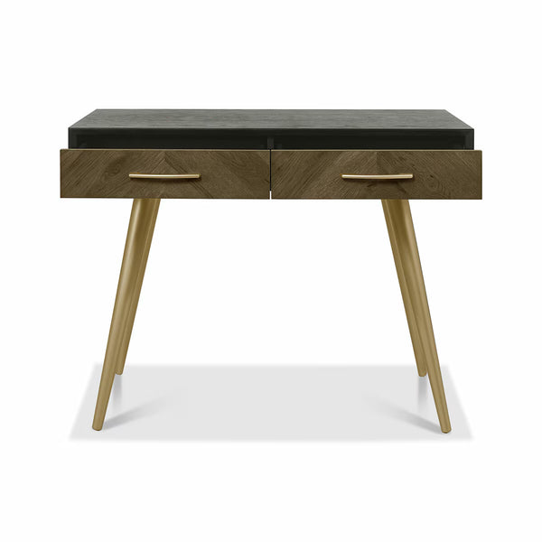 Bentley Designs Sienna Fumed Oak & Peppercorn Dressing Table & Stool