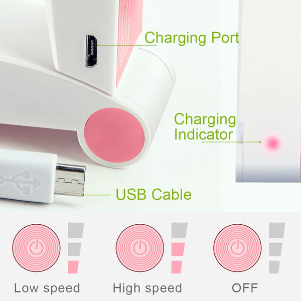 Schallen Portable Mini Folding Pocket Fan USB Rechargeable Electric Handheld Desk Fan Foldable Travel Cooling Fan with Quiet Motor Soft Blades Safe Design Lightweight Personal Fan for Home Office Desk Travel Camping Commuting Summer Cooling Fan (White Gre