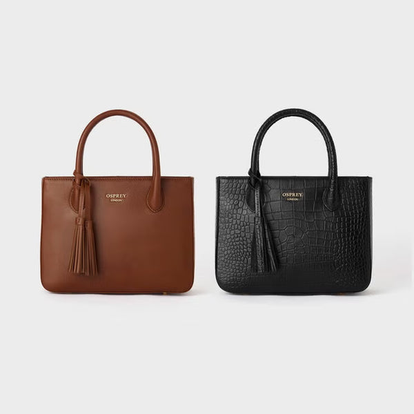 Osprey Belgravia Leather Crossbody Grab Bag in Brown