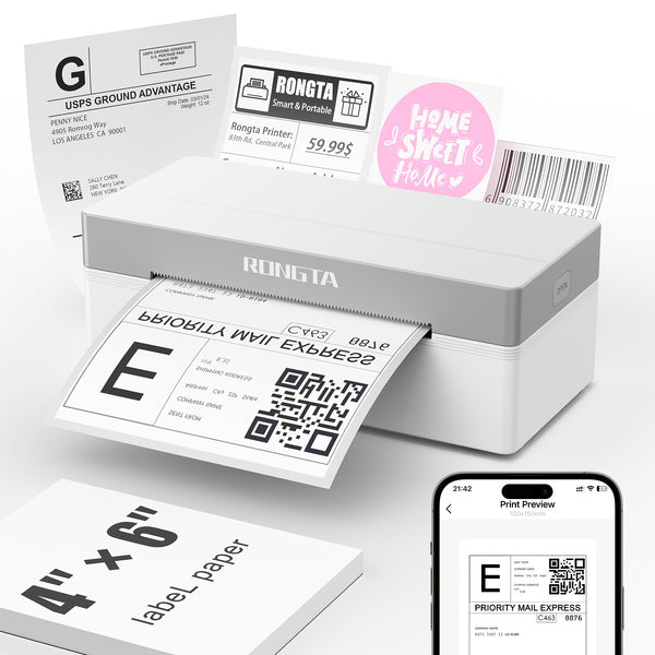 Rongta RP425 4x6 Thermal Shipping Label Printer, Wireless Desktop Printer For Mailing & Packages, Compatible With IPhone & Android & Window, Perfect For Small Business & Home Office, Rongta
