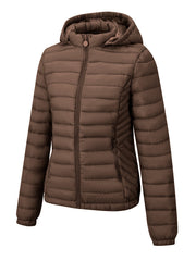 Women's Autumn/Winter Simple Lightweight Hooded Commuter Padded Coat with Pockets