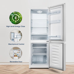 Fridgemaster MC50175A 50Cm Freestanding 60/40 Fridge Freezer - 175-Litre Capacity with Crisper Box - Reversible Door - LED Lighting- 4 Star Freezer Rating - White - E Rated