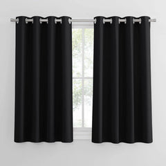 PONY DANCE Grey Blackout Thermal Insulated Curtains for Bedroom, 46 X 54 Inch Short Eyelet Curtains & Drapes, Soft Black Out 2 Panels for Window Living Room/Kitchen