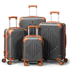 4/5pcs Hard Shell Luggage Set, Expandable & Lightweight Hardside Suitcase With 360° Spinner Wheels (12, 16, 20, 24, 28 Inch) - Stylish White Paired With Brown Luggage