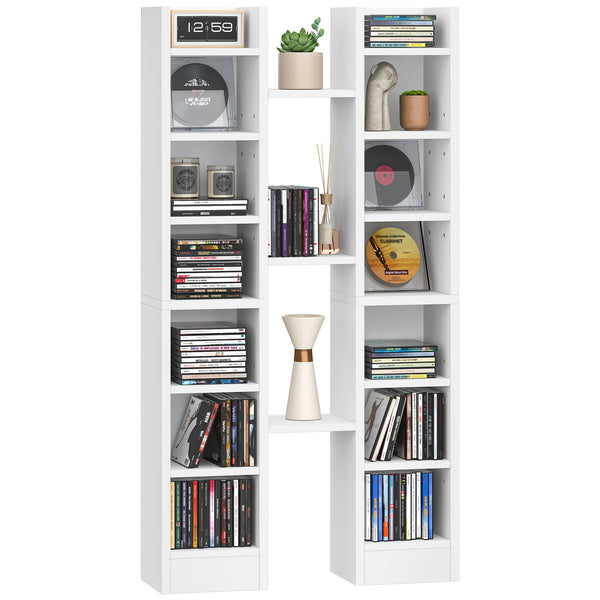 CD Shelf, 14-Tier Open CD Stand, Two-Piece Media Shelf, Freestanding Shelf, Stand Or Display Case, for Living Room, Study, 17 X 20 X 213cm, White