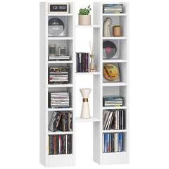 CD Shelf, 14-Tier Open CD Stand, Two-Piece Media Shelf, Freestanding Shelf, Stand Or Display Case, for Living Room, Study, 17 X 20 X 213cm, White