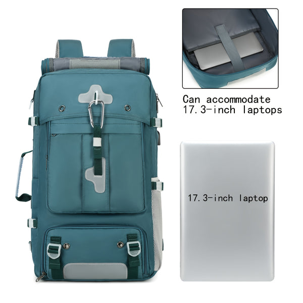 ENOSHI Airline Approved Travel Backpack with Shoe Compartment & 43.94cm Laptop Sleeve - USB Charging Port, Adjustable Straps, Mesh Pockets - Durable Polyester Gym, Business & Weekend Backpack for Men & Women (Light Gray), Workout Gear, Functional Compartm