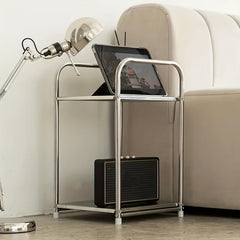 Heavy-Duty 2-Tier Stainless Steel Shelving Unit - Free-Standing/-Mountable Wire Storage Rack with Polished, Easy Assembly, Space-Saving Small Square Shelf Suitable for Kitchen, Coffee Station, Bathroom, Bedroom Organization, Utility Racks