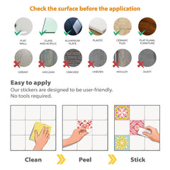 WALPLUS 72 Tile Stickers for Kitchen 15x15cm (6