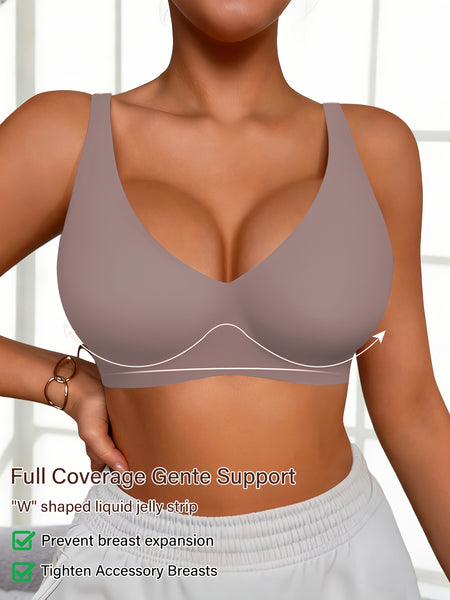 Full-Coverage Push-Up Bra - High Wire-Free Lift, Non-Detachable Padding, Soft T-Shirt Compatible Strap, Casual And Formal Elegant Lingerie, Hand Washable (No Underwire, One-Piece Design)
