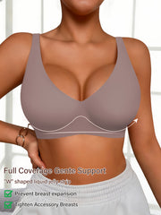 Full-Coverage Push-Up Bra - High Wire-Free Lift, Non-Detachable Padding, Soft T-Shirt Compatible Strap, Casual And Formal Elegant Lingerie, Hand Washable (No Underwire, One-Piece Design)