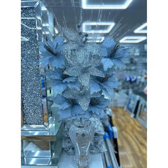 Decorative Artificial Lily Flowers, Silver and White Glitter, Premium Quality Material Silk Blooms, Home Décor 30X15X15CM