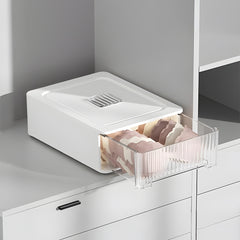 1pc Closet Storage System - Modular Stackable Bin with Dividers, 35x26x12cm Acrylic Organizer for Underwear, Accessories, 3 Styles (Open/12-Section/18-Section)