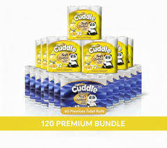 Panda Cuddle 120 toilet rolls 60 Unscented 60 lemon scented Premium Quilted Toilet Paper – 3-Ply Soft Unscented Rolls'