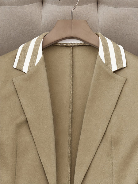 Fashionable Elegant Solid Color Casual Street Striped Suit and Pants Set