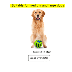 Interactive Giggle Ball for Dogs & Cats - 14cm Training Balls Toy Ball for Dogs Durable Dog Chew Ball for Teeth Cleaning Indestructible Rubber Chew Toy Natural Rubber Teething Ball Squeaky Dog Toy for Interactive Play Self-Entertainment Dog Ball for Alone