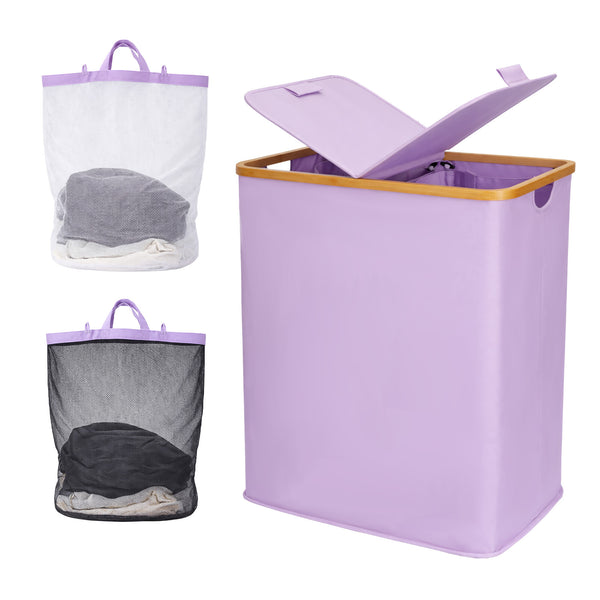 140L Lid Laundry Basket with Extra large Washing with 2 Removable Laundry Bags