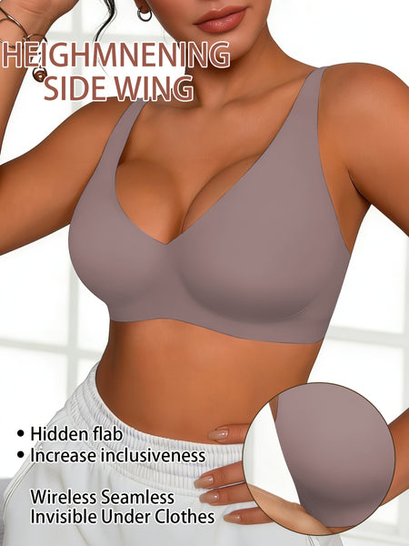 Full-Coverage Push-Up Bra - High Wire-Free Lift, Non-Detachable Padding, Soft T-Shirt Compatible Strap, Casual And Formal Elegant Lingerie, Hand Washable (No Underwire, One-Piece Design)