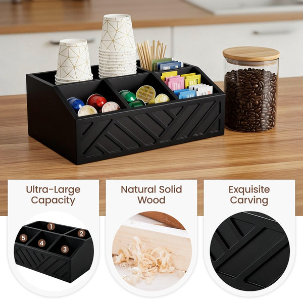 2-Tier Coffee Station Organizer for Countertop, Bar and Tea Accessories Storage Caddy With Counter Shelf for Home and Office