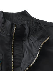 Men'S Casual Stand Collar Bomber Jacket, Chic Novelty Design Zip Up Tactical Jacket with Multi-Pocket, Fall Winter Outdoor