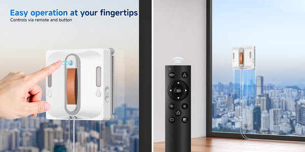 2025 Intelligent Electronic Window Cleaning Robot, Featuring 7.5Kpa Strong Suction, Smart Route Planning, an 8-Layer Safety Protection System, Edge Cleaning Capabilities, Washable Rags, Double-Sided Nozzles, And Water Volume Display