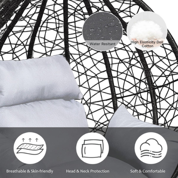Garden Hanging Swing Egg Chair Patio Indoor Outdoor With Cushion & Stand Hammock Black & White