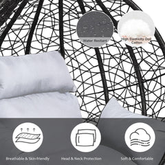 Garden Hanging Swing Egg Chair Patio Indoor Outdoor With Cushion & Stand Hammock Black & White
