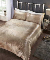 Tiffany Sparkle Polycotton Duvet Cover Set – Glam Crushed Velvet Look Bedding with Metallic Shimmer | Soft, Lightweight & Easy-Care | Silver or Gold | Single, Double & King Sizes | Includes Matching Pillowcases | Fast UK Dispatch