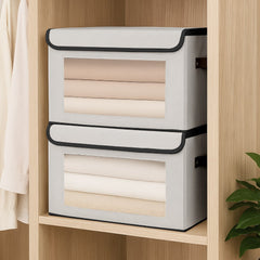 5 Packs Foldable Storage Bins with Lids 39*25*25cm Cube Organizer Baskets with Clear View Window & Handles, Fabric Storage Cubes for Closet, Shelf & Home Organization