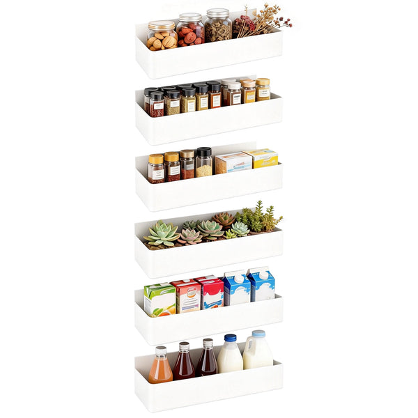 Magnetic Storage Rack 6pcs Set Black and White Minimalist Style Refrigerator/Washing Machine/Microwave Side No-Drill Storage Rack Kitchen Bathroom Cabinet Strong Load-Bearing Easy to Clean, Utility Racks